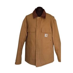 Carhartt Mens Large Artic Lined C003 BRN Barn Coat Jacket Corduroy Collar Tan